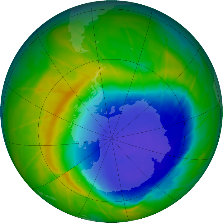 Antarctic ozone map for 28 October 2010